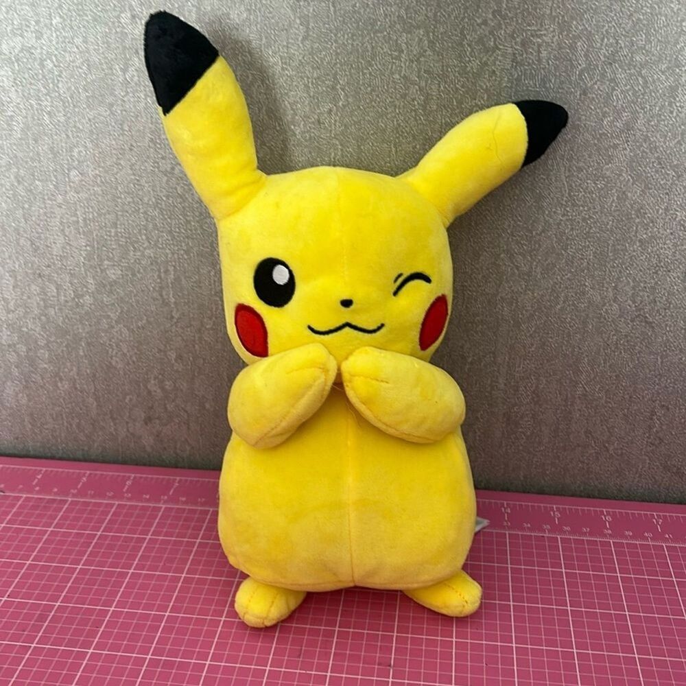 Pokemon Pikachu Plush Stuffed Animal Winking Super Soft 10in